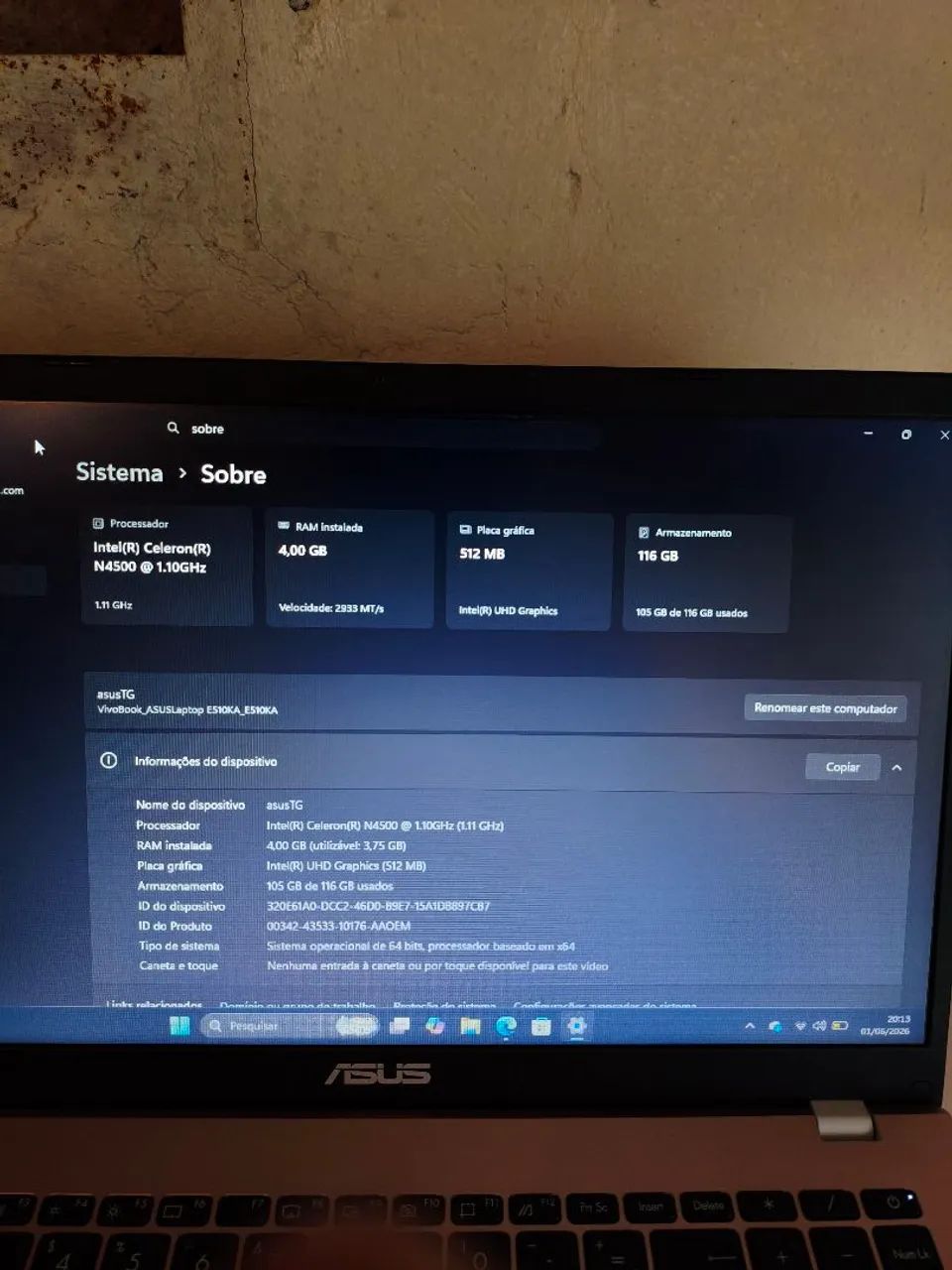 Notebook ASUS E510 ? Celeron | Windows 11 | Excelente estado - Foto 2