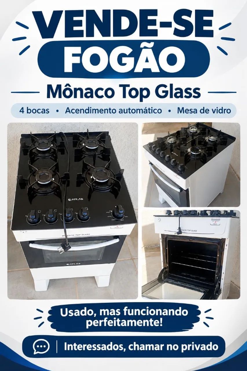 Fogão 4 bocas, automático 