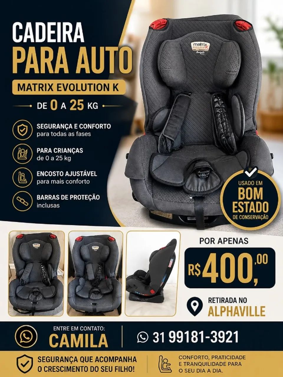Cadeirinha para Auto Matrix Evolution K de 0 a 25 kg