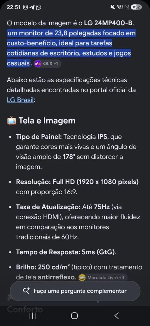 Monitor LG 24" IPS Full HD 75Hz + Braço Articulado - Foto 4
