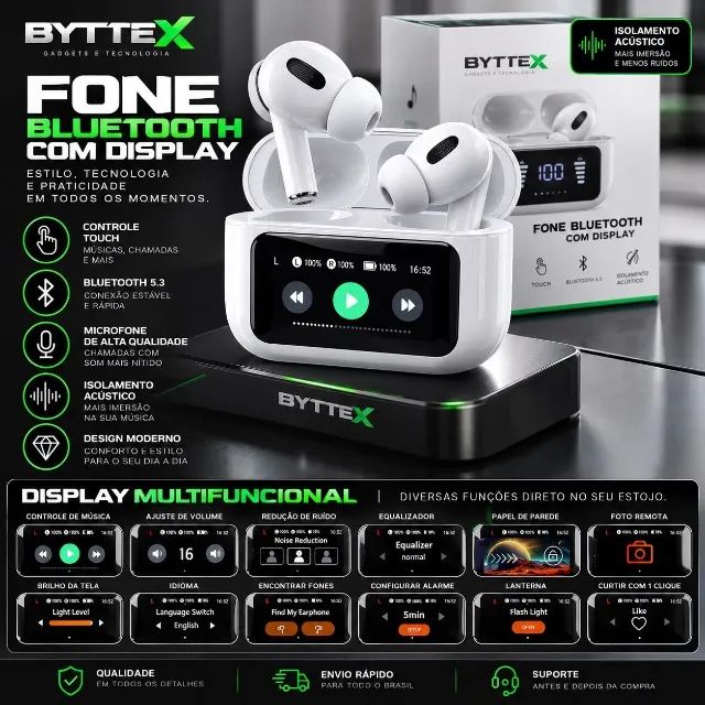 FONE BLUETOOTH COM DISPLAY E ISOLAMENTO ACUSTICO  - Foto 2