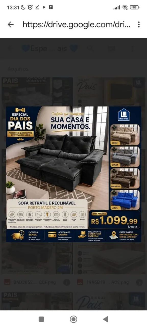 Sofá retrátil e reclinável 