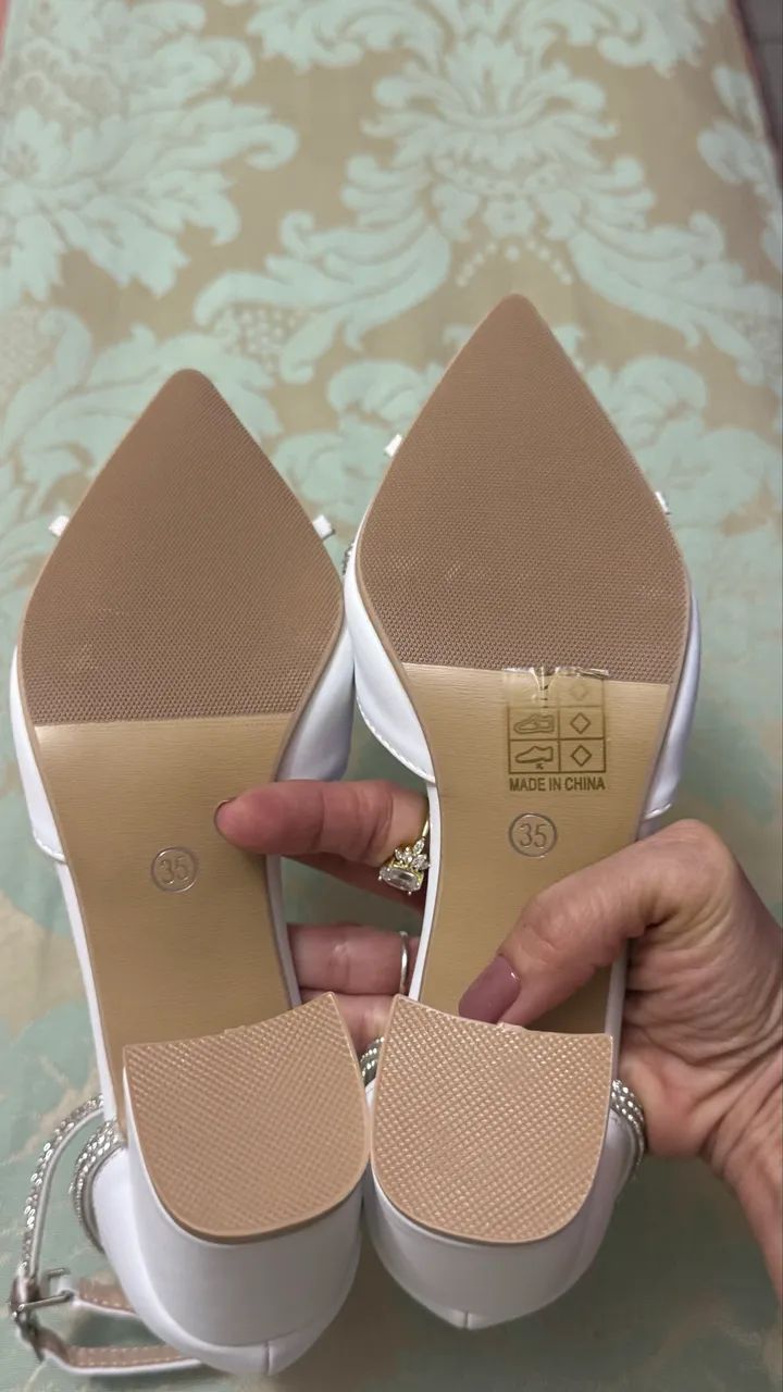 Sapato chanel branco com strauss  - Foto 4