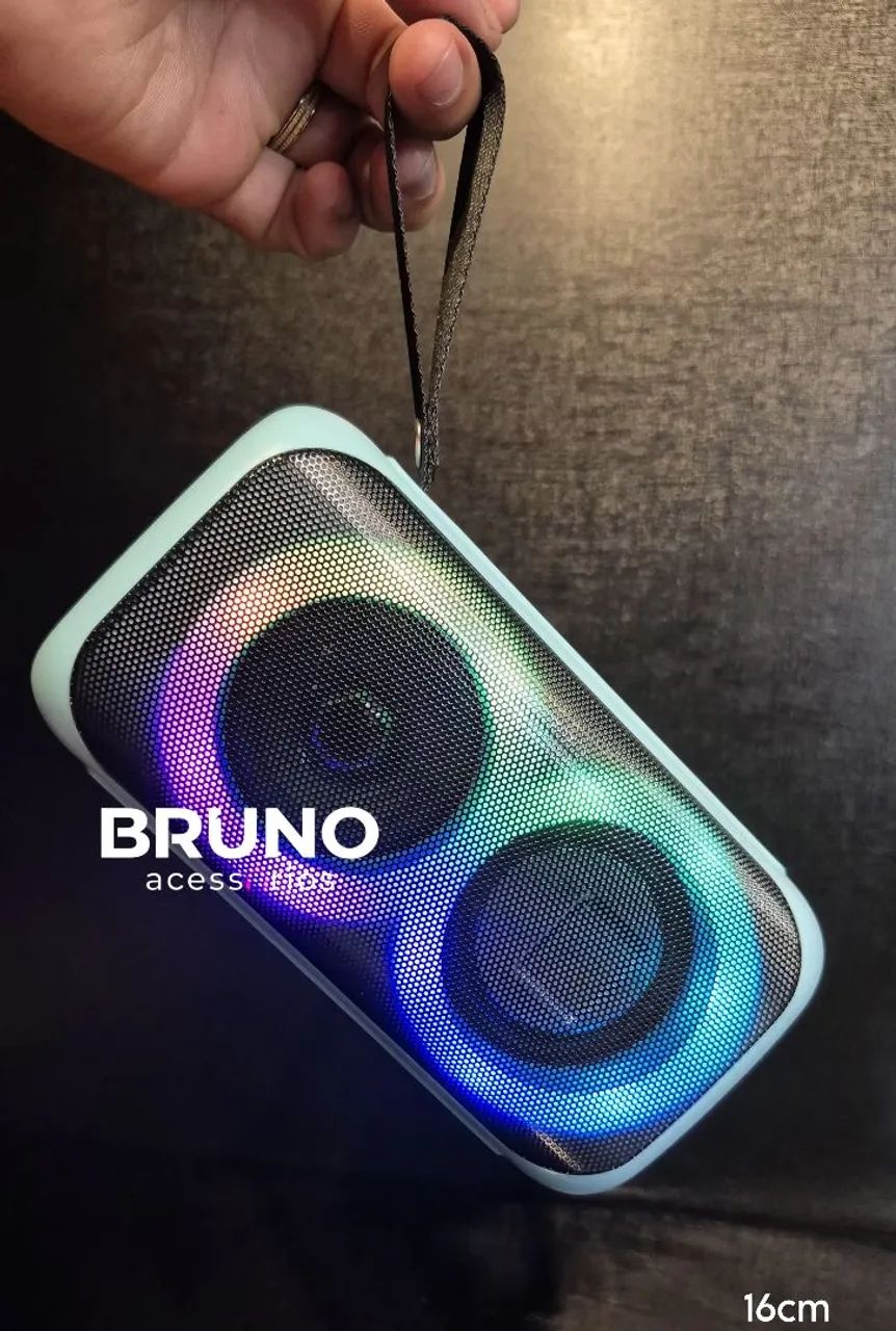 Caixa de som portátil Bluetooth com led