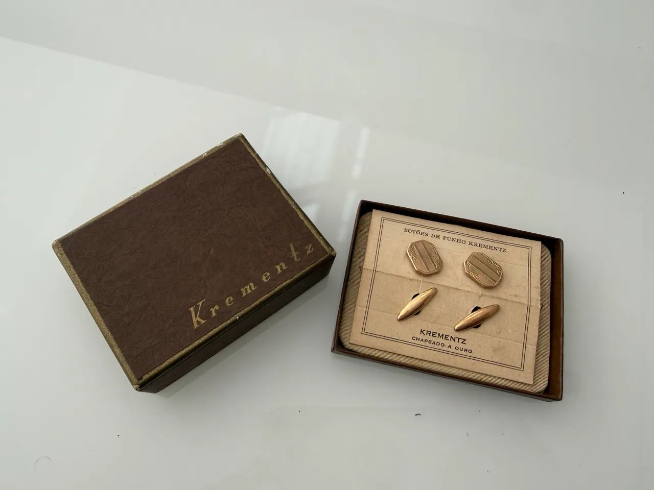 Par de abotoaduras vintage Krementz chapeadas a ouro - Foto 3