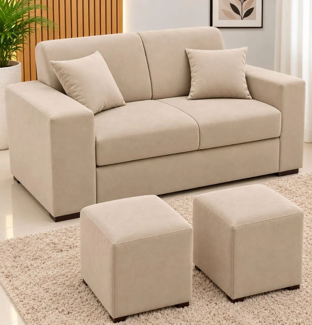 Sofá com pufs promoção entrega grátis 