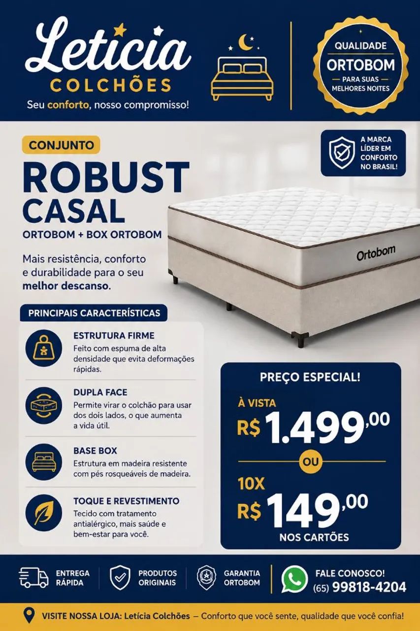 Colchao robust Ortobom+ box Ortobom 