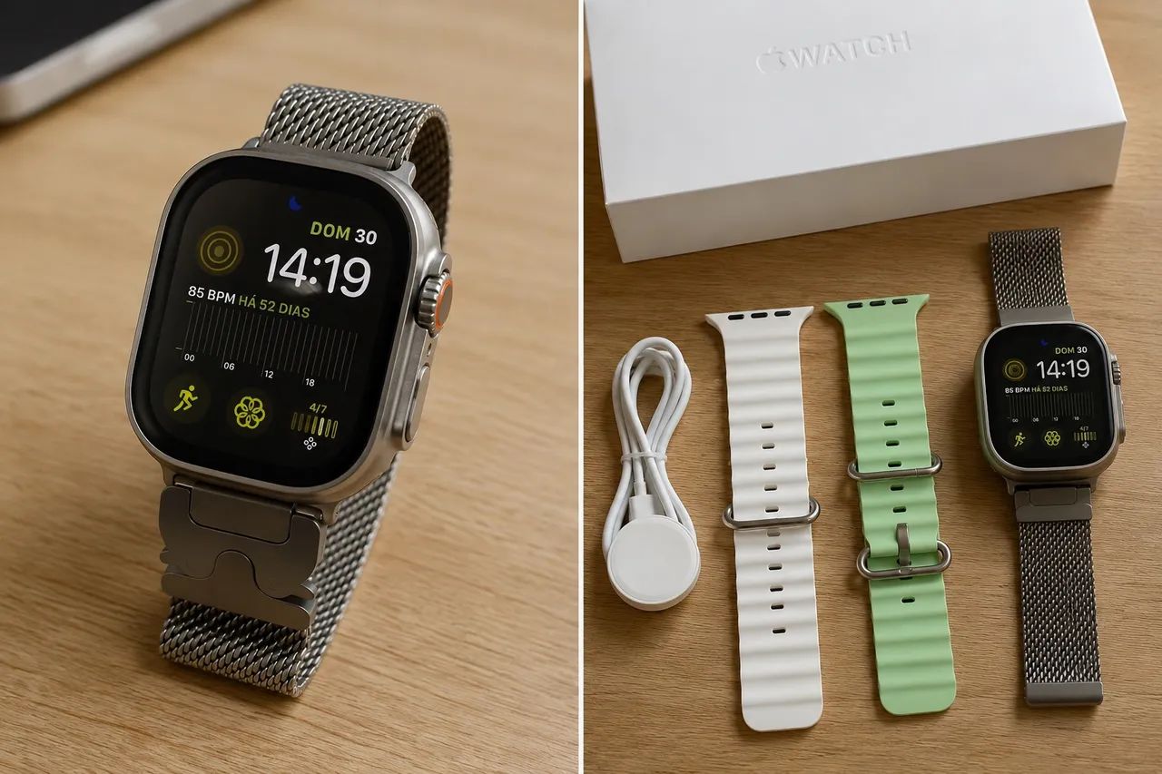Apple Watch Ultra 3 - 49 mm Titânio Natural + Pulseiras Extras - Foto 3