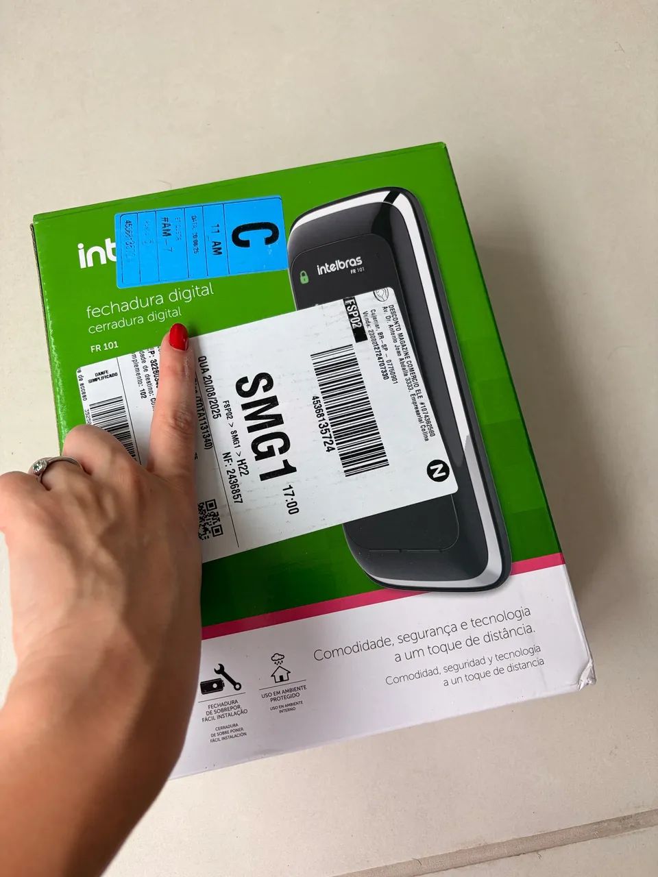 Fechadura Digital de Sobrepor Touch Screen FR 101 Preta Intelbras