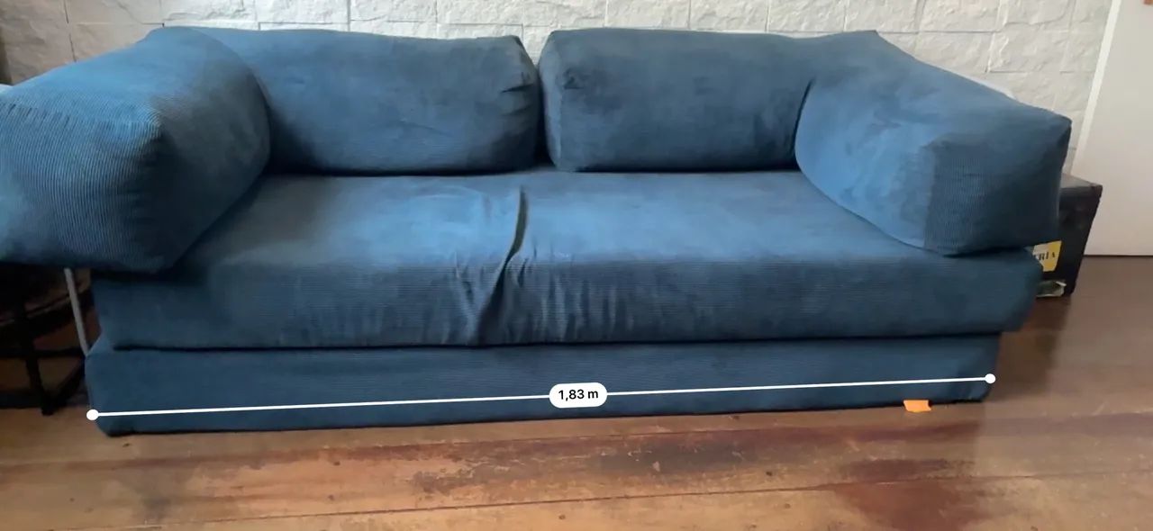 Sofá modular azul de veludo (marca:sofá na caixa) - Foto 2