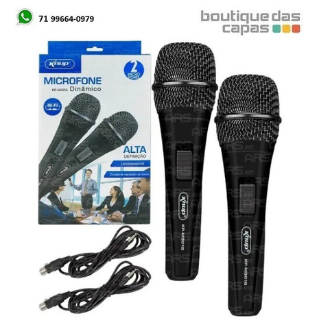Kit C/2 Microfone Com Fio Knup Kp-m0015 Igreja Karaokê Show