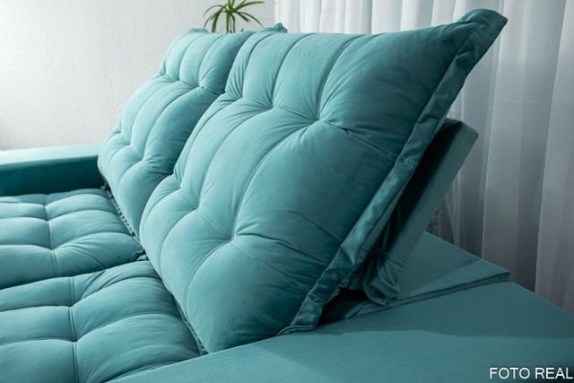 Sofá Retrátil e Reclinável Castor 2.30m Verde Tiffany Até 12x - Frete Grátis  - Foto 6