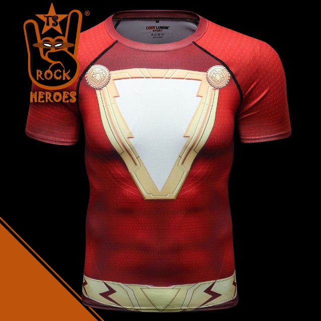 Camisa de Compressão Shazam! Rashguard Elastano Manga Curta
