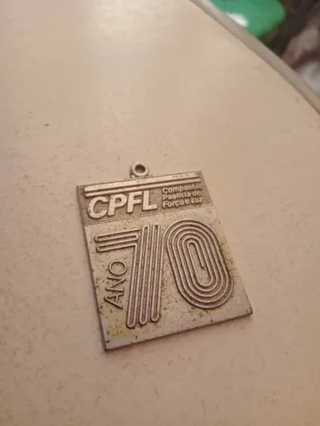 Antiga Placa de Metal Cpfl Companhia Paulista de Força e Luz Anos 70