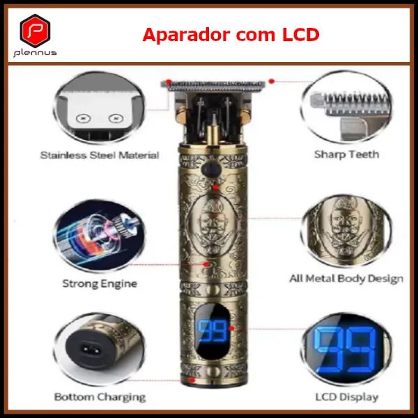 Aparador  Barbeador Máquina De Cortar Cabelo Barba Profissional Com Led C/ Display z374 - Foto 2