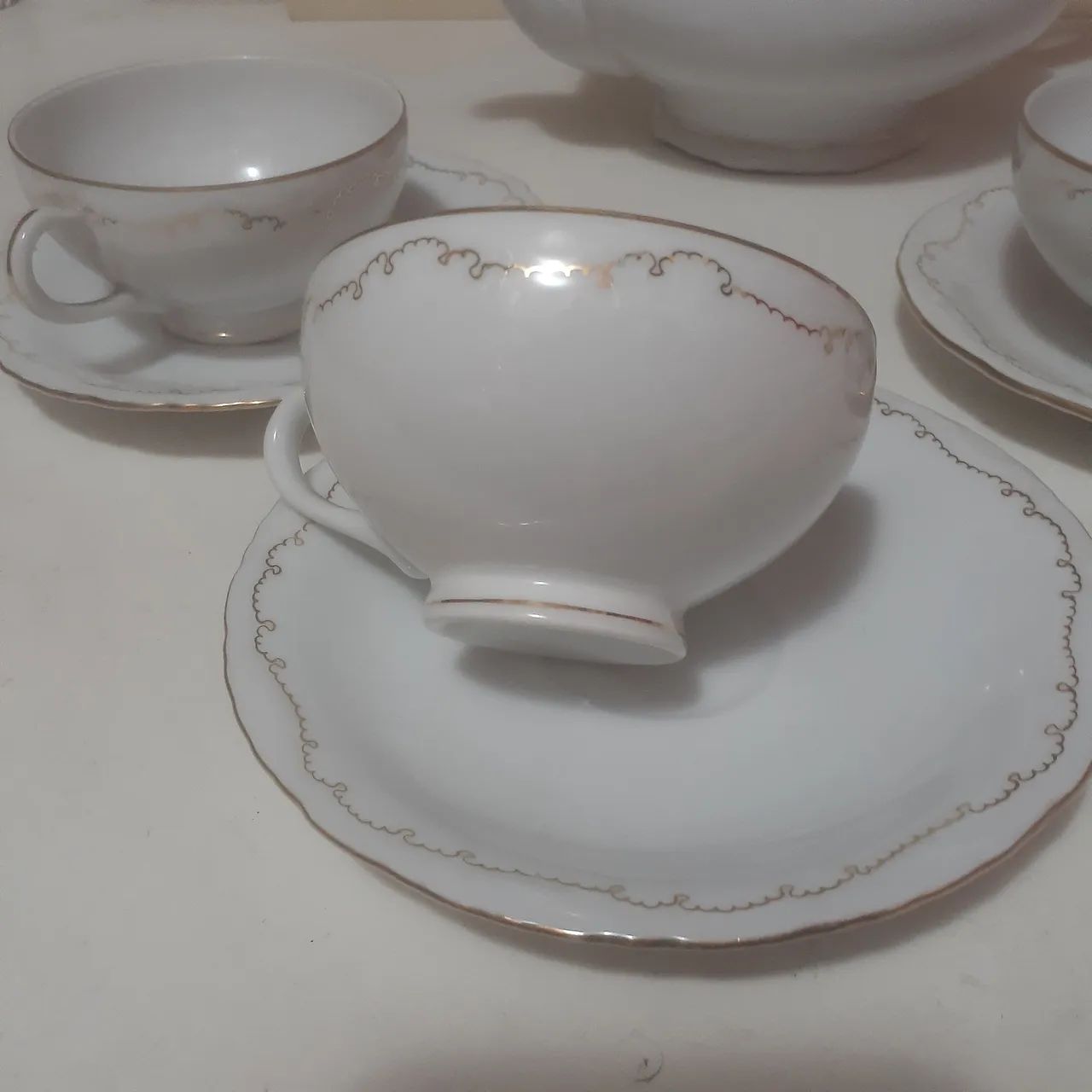 Jogo chá porcelana thun  Czechoslovakia 7 peças..filetadas - Foto 2