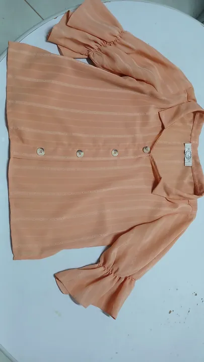 Blusa de seda feminina, listrada, tamanho M