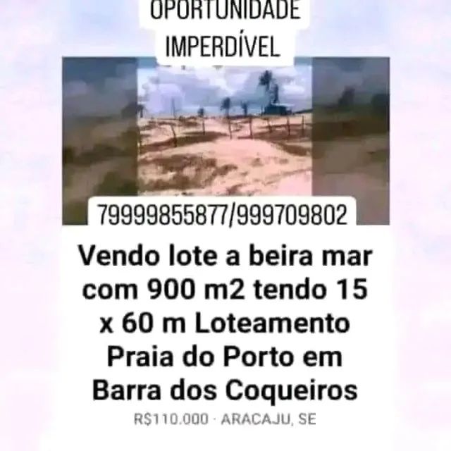 Vendo 2 lotes juntos a beira-mar com 900m2 no total, pé na areia, números 50 e 55, Qd. 5 - Foto 5