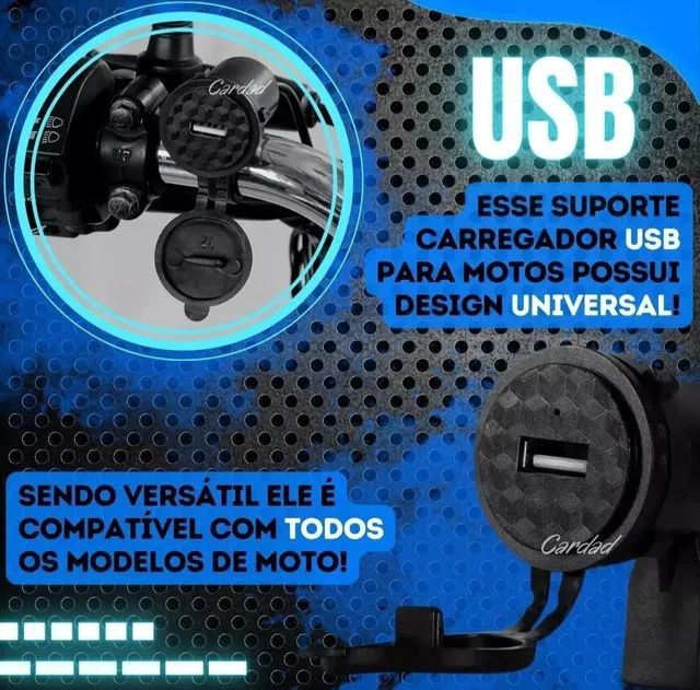 Tomada USB para moto carregador de celular 