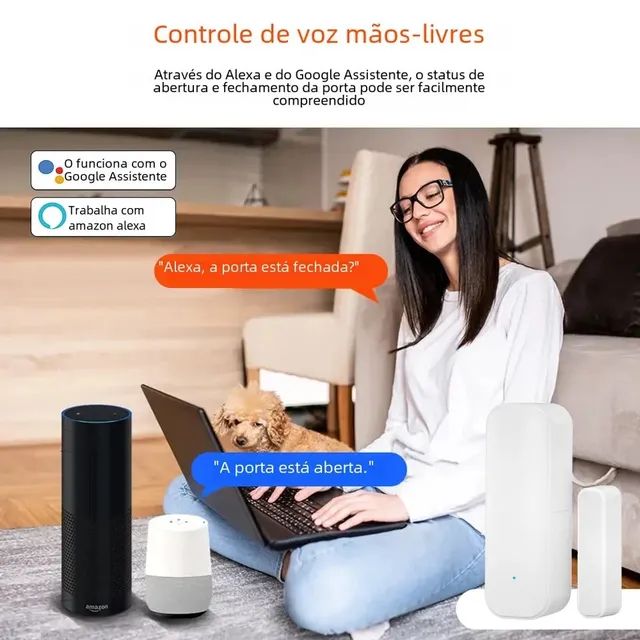 Sensor de Abertura de Portas e Janelas Tuya Wifi Inteligente, Compatível com Alexa  - Foto 5