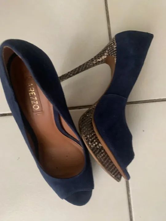Sapato peep toe azul - Foto 3