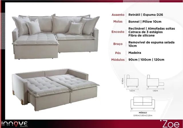Sofá Cama Retrátil Zara 2,20m Molas Bonnel  Linho tt64 - Foto 4