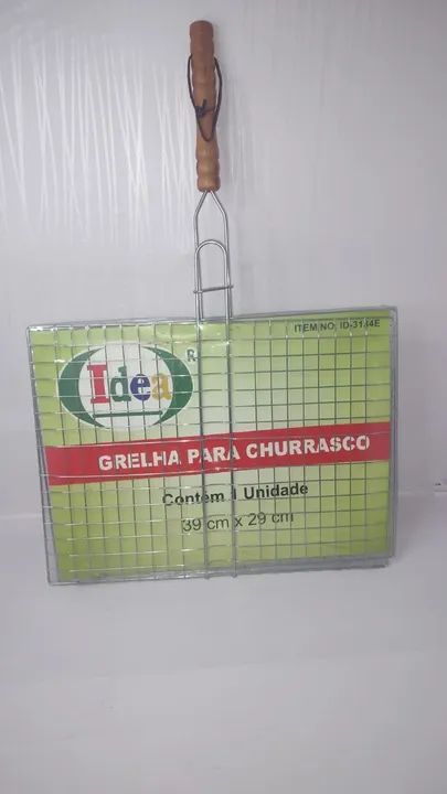 grelha dupla folha grande churrasco peixe frango linguiça carne 39x29cm - Foto 2