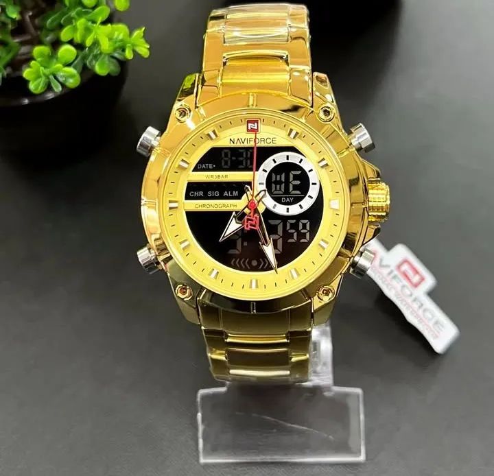 Relógio NAVIFORCE a prova d'água dourado - Foto 3