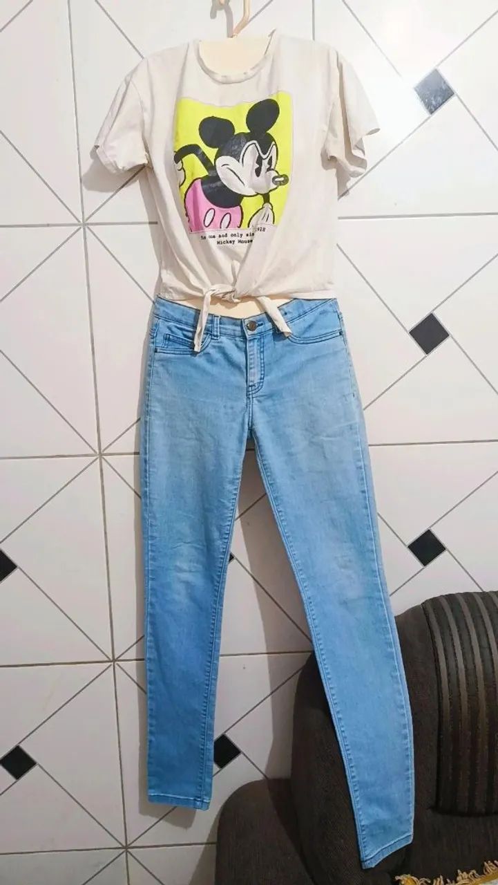 Calça jeans Denim girls + camisa cropped