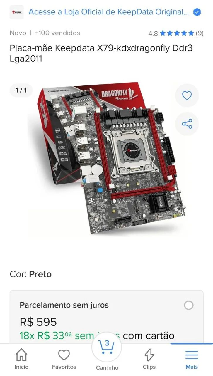 Kit placa mãe processador e memória 