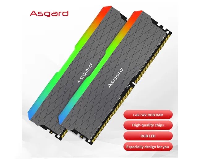 Kit Memórias DDR4 Pc 2x8GB Asgard Loki W2 RGB Novo