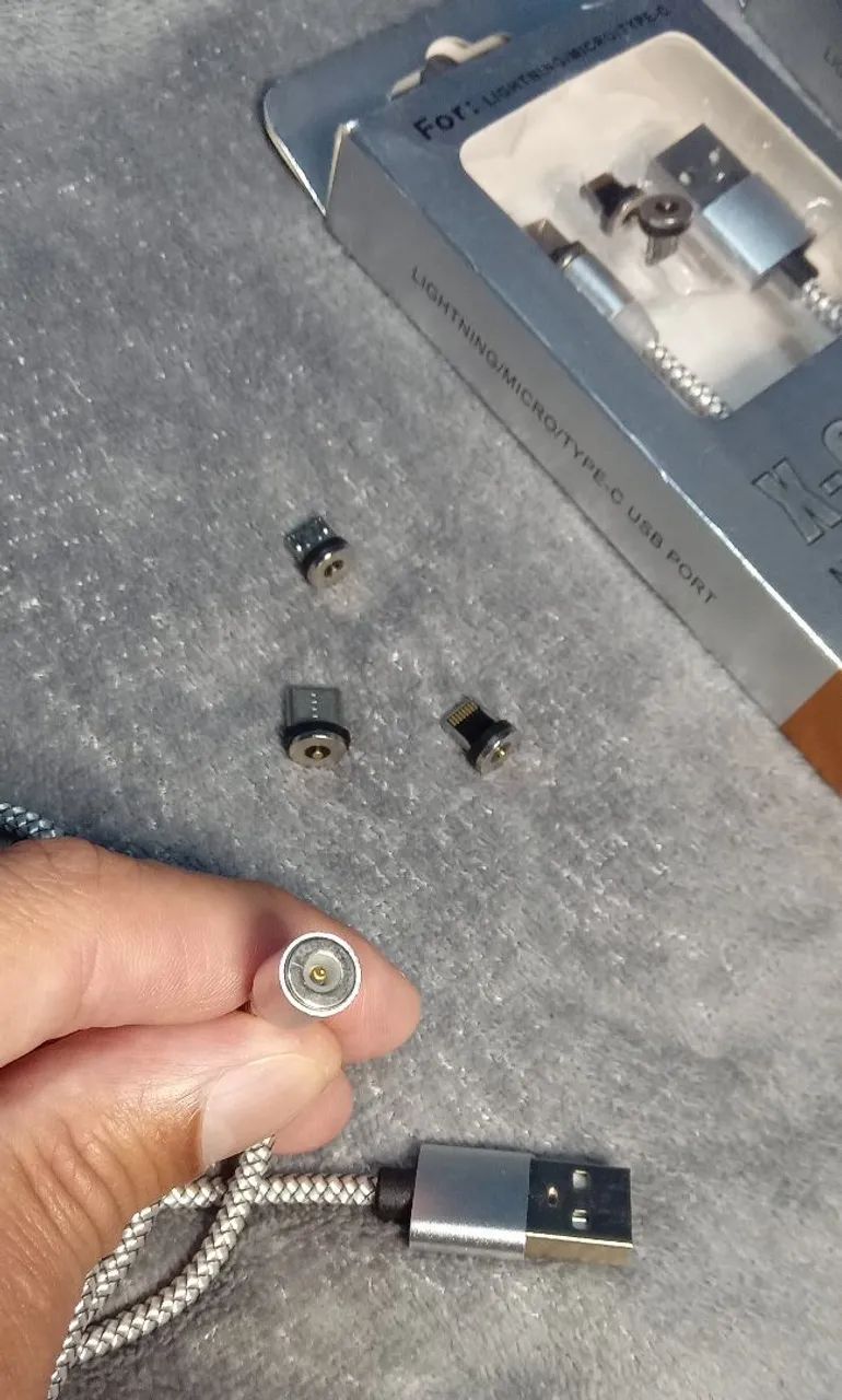 Cabo USB magnético, 1mt e com 3 pontas - Foto 3