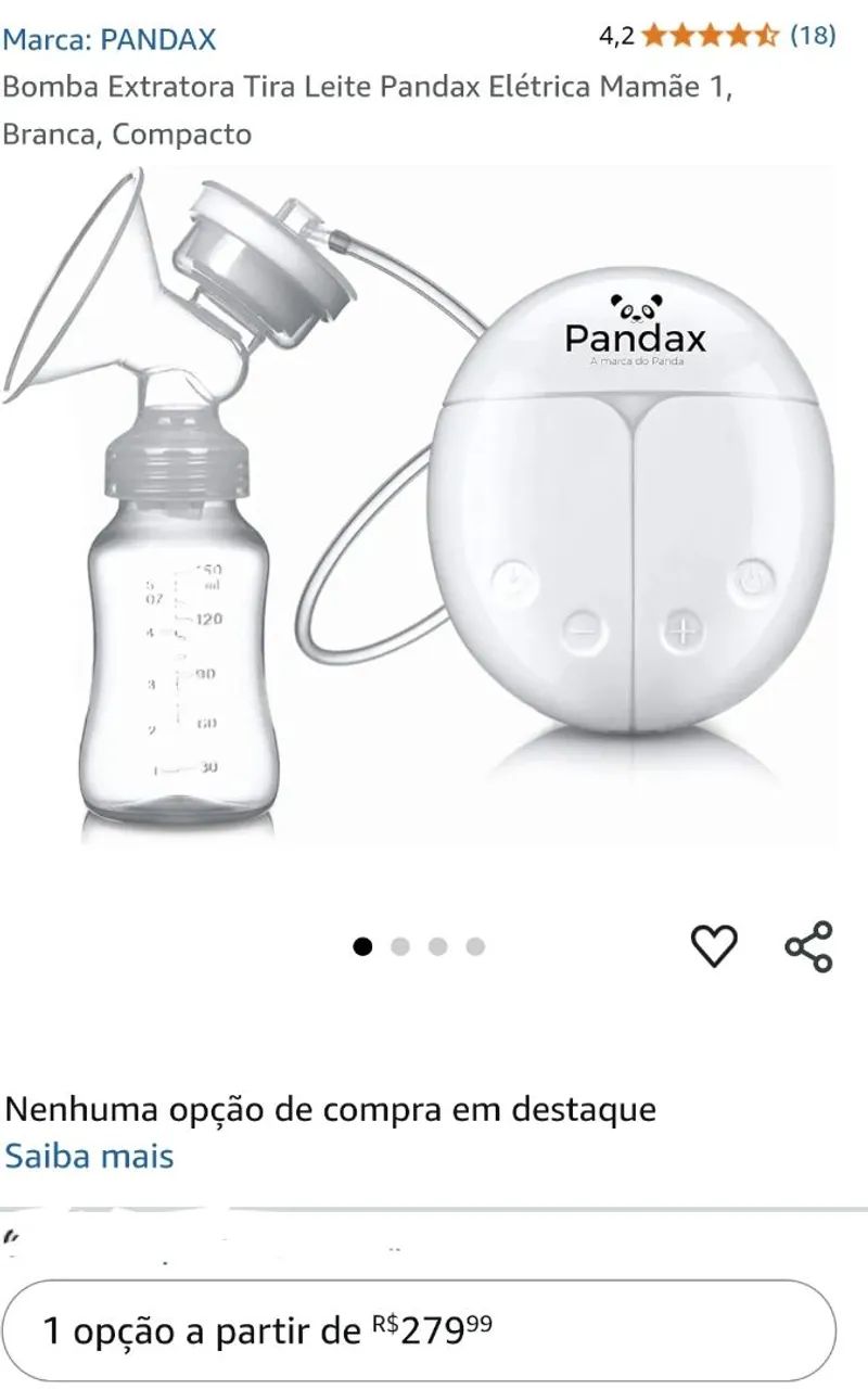 Vendo Bomba de Leite Elétrica Pandax Mamãe 1 - Branca e Compacta