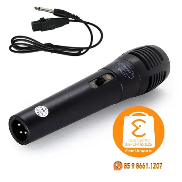 Microfone com Fio 2m Preto Knup KP-M0001 - Foto 2