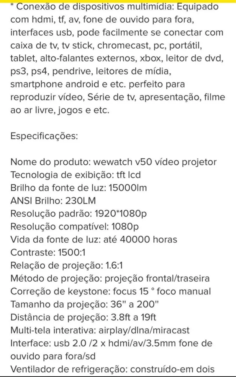 Projetor Wewatch V50 Full HD - Imagem de alta qualidade