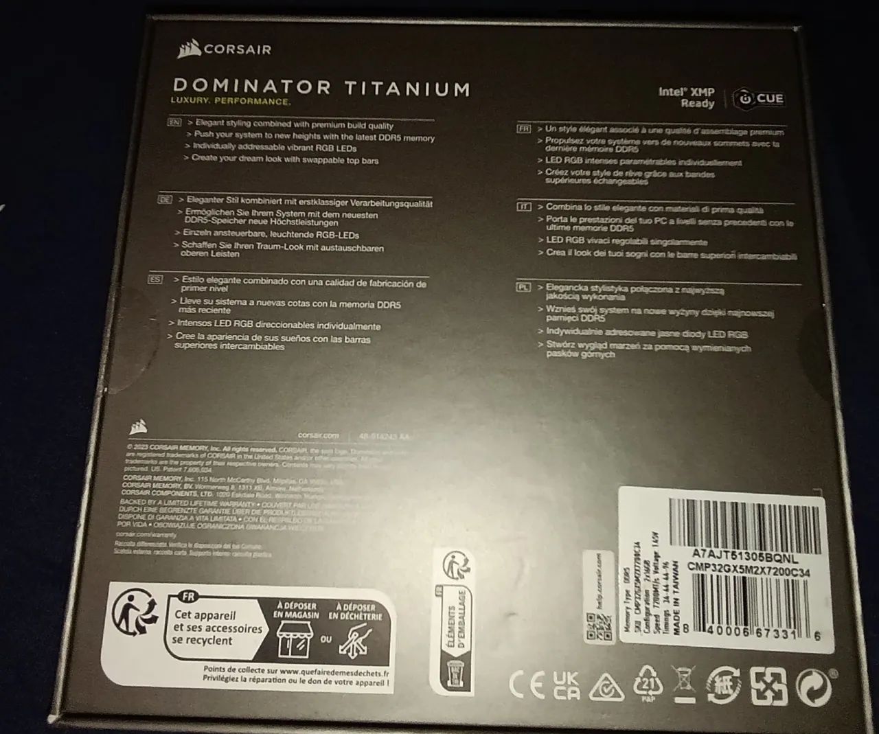 Memória RAM Corsair dominator Titanium 2x16 7200 MTS / CL 34 - Foto 3