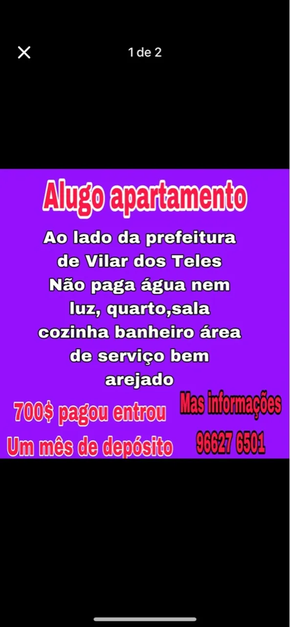 Alugo apartamento ao lado da prefeitura de Vilar dos Teles 