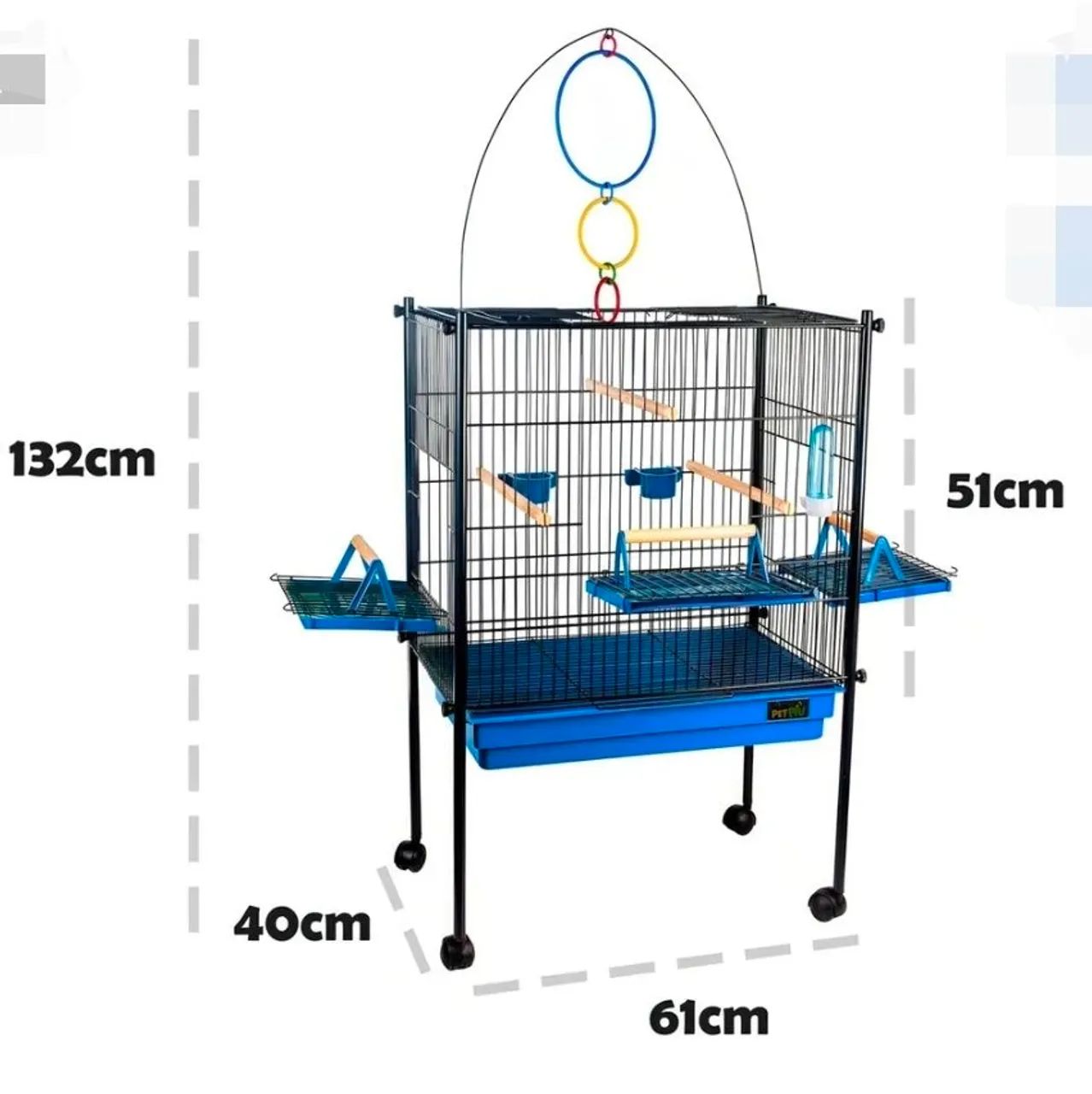 Viveiro para calopsita, papagaio e periquito triplex black-azul Jel Plast - Foto 2