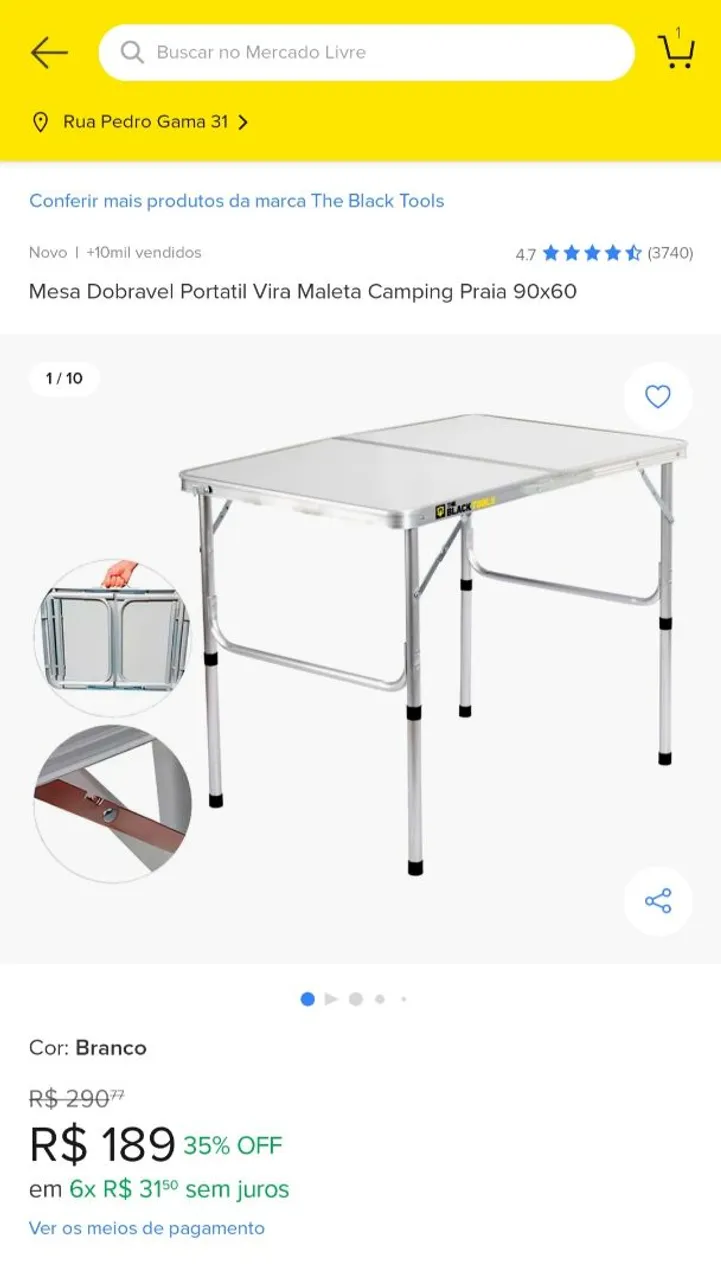 Mesa Dobrável Portátil Camping Praia 90cm x60cm - The Black Tools