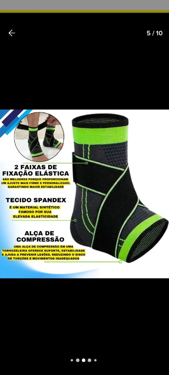 Tornozeleira Esportiva com Compressão e Fixação Elástica