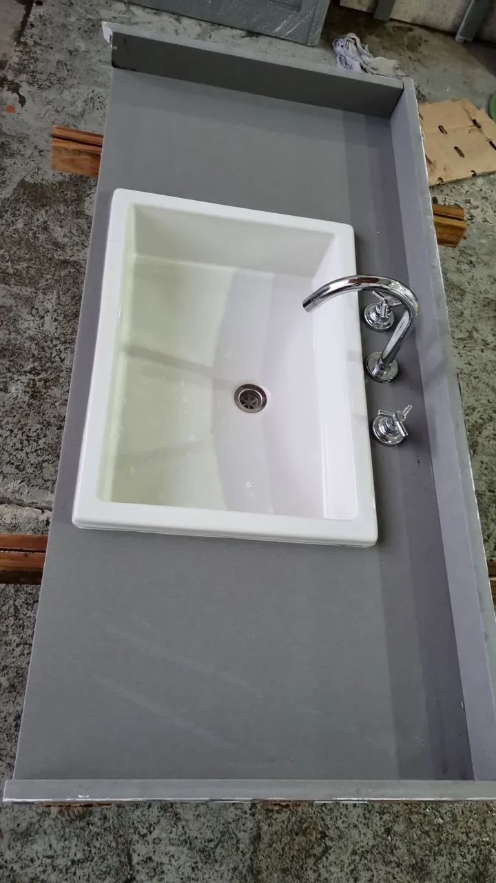Lavatório de Quartzo Cinza Completa  - Foto 3