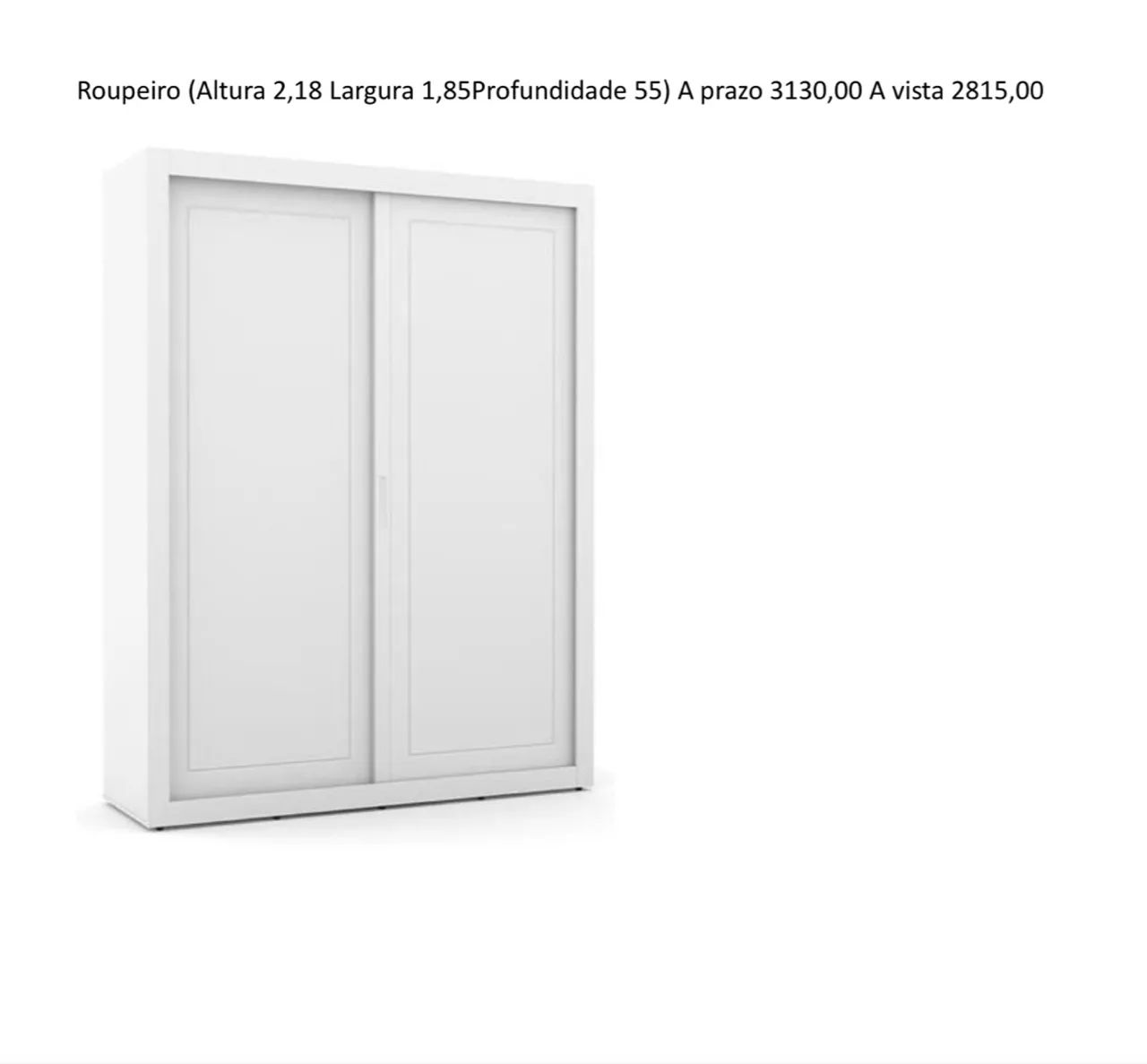 Guarda-Roupas de Cor Deslizante Branco 2 Portas