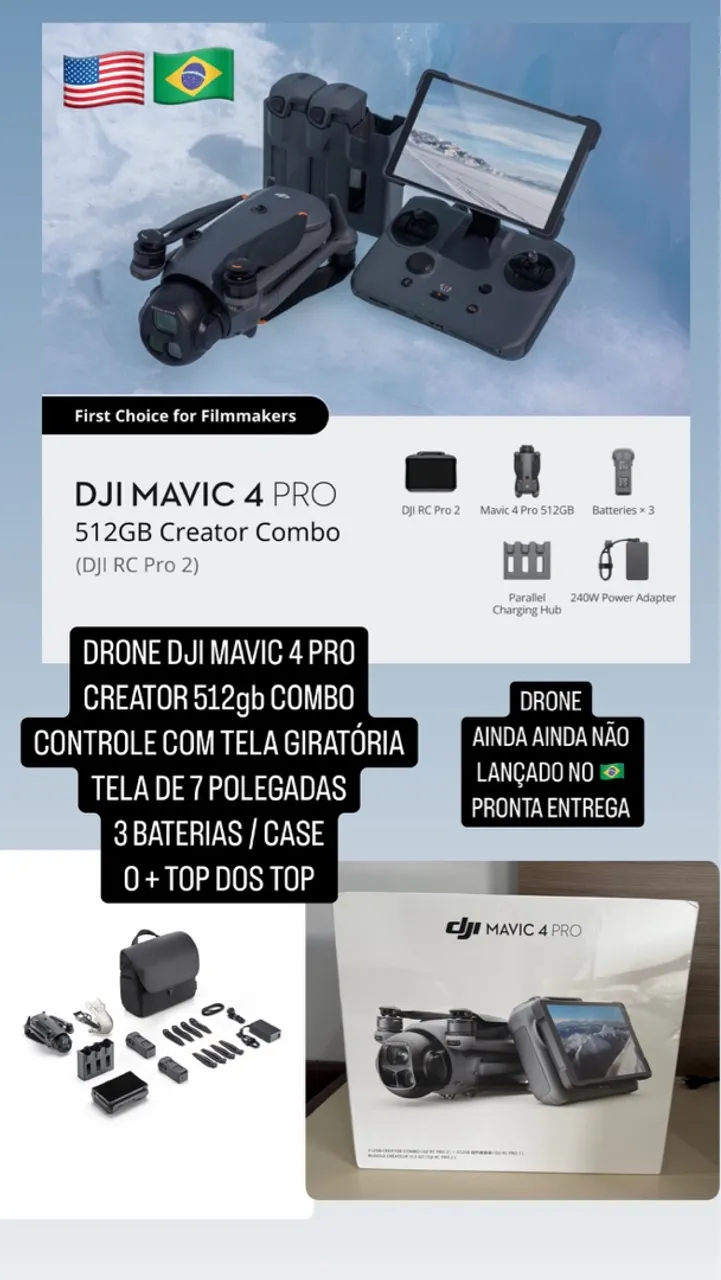 DJI Mavic 4 Pro 512GB Creator Combo - Pronta Entrega!