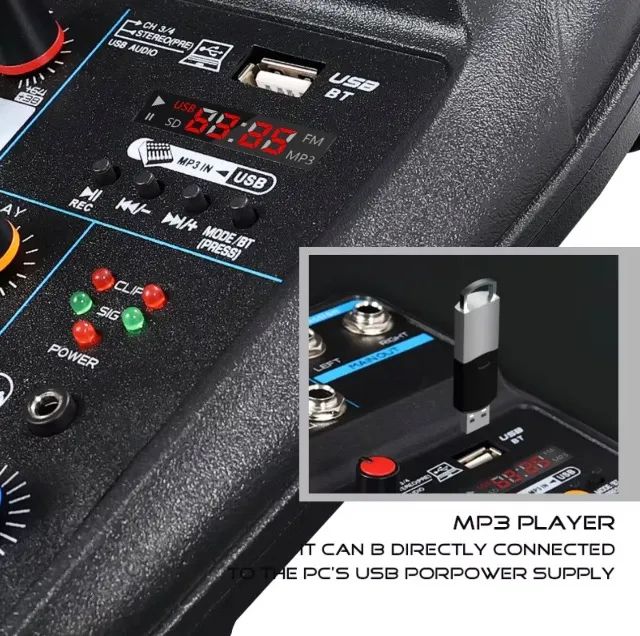 Mesa de som 4 canais - Efeitos - Bluetooth - USB Mp3 (NOVA) - Foto 2