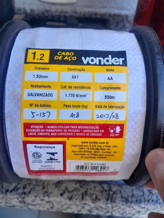 Big haste 28x28 1,20m 6 isoladores + Bobina de 500m de cabo de aço para cerca elétrica. - Foto 3