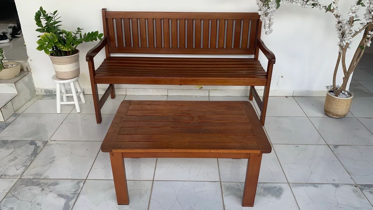 Banco + Mesa Madeira Metalnew 