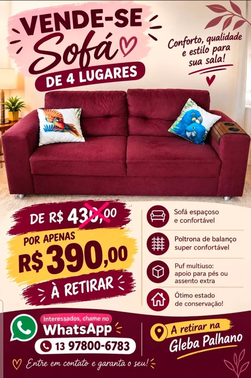 Vendo Sofa 4 lugares , bom estado 