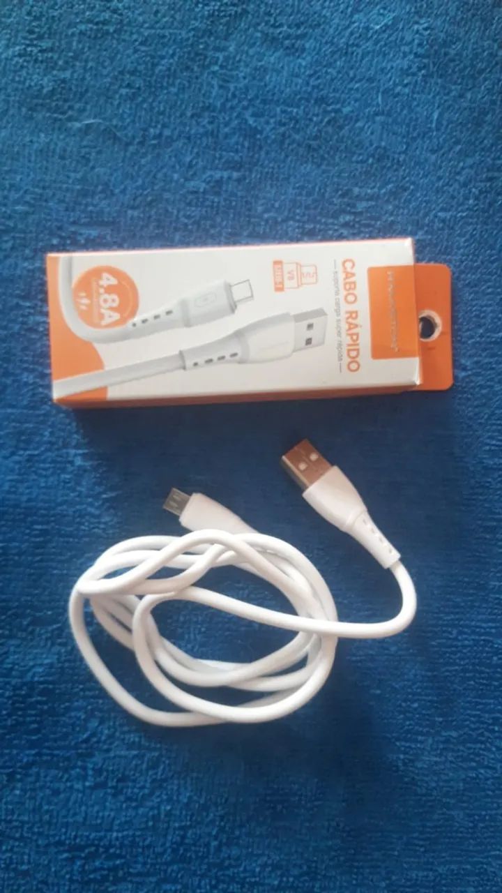 cabu usb tipo v8 para  carregar celulares novo na caixa  - Foto 2