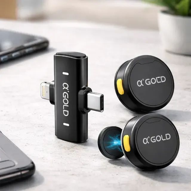 Microfone de Lapela Modelo Botão 2 em 1 iPhone e Android