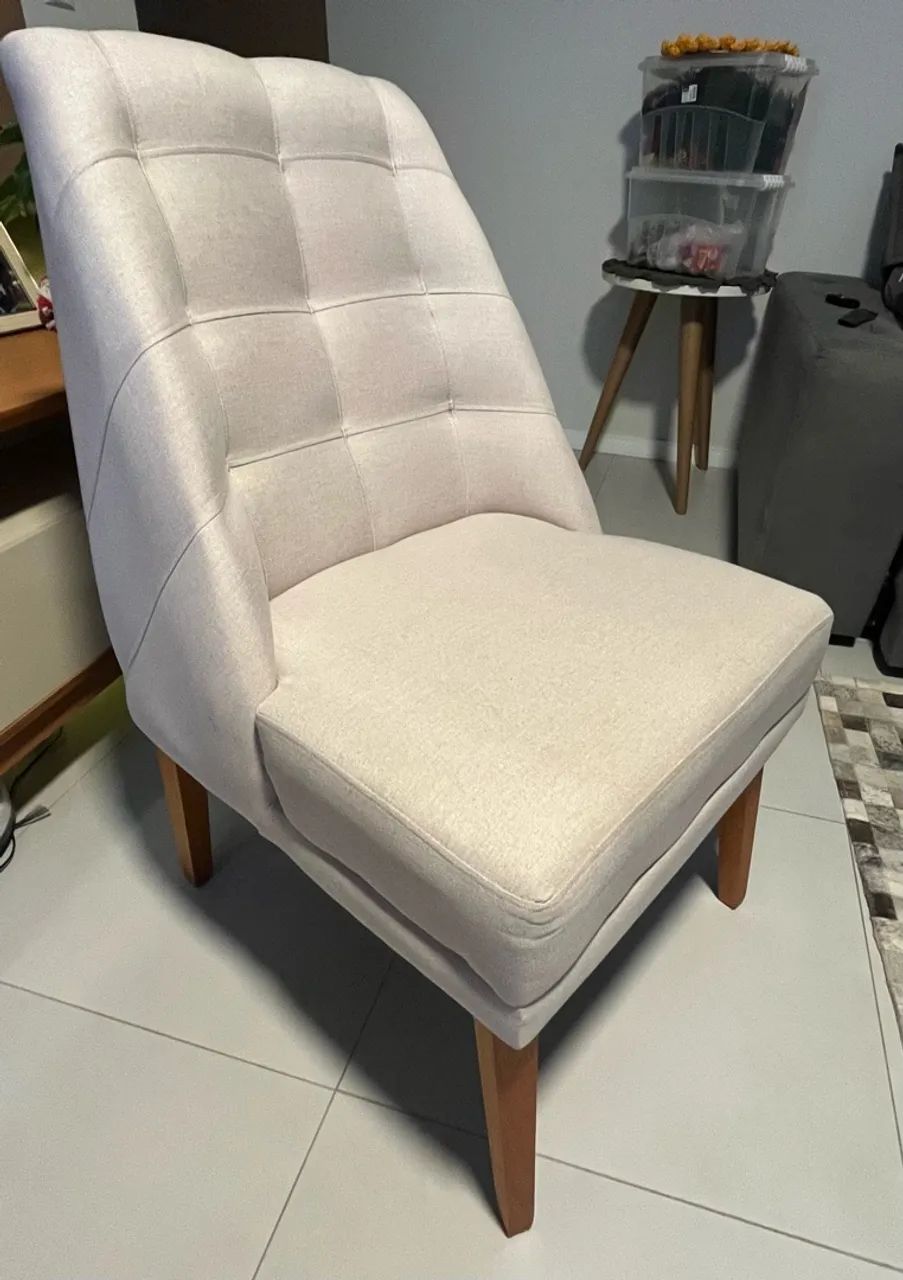 Conjunto 4 cadeiras de jantar estilo poltrona linho bege - Foto 2